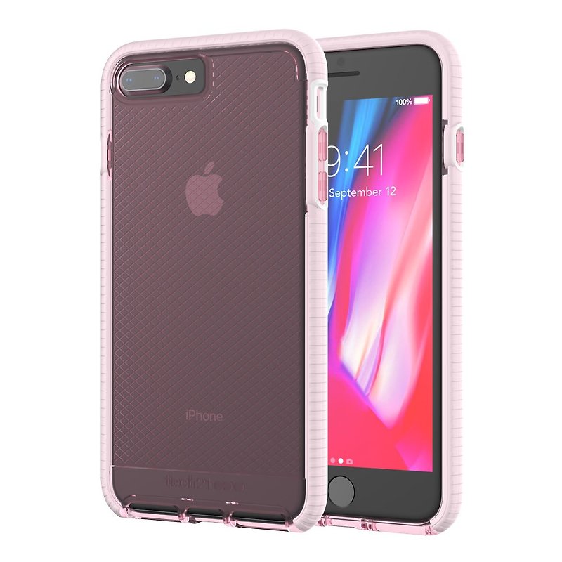 Tech21 i8/7Plus Collision Soft Plaid Cover - Dust Through Powder (5055517362719) - Phone Cases - Other Materials Pink