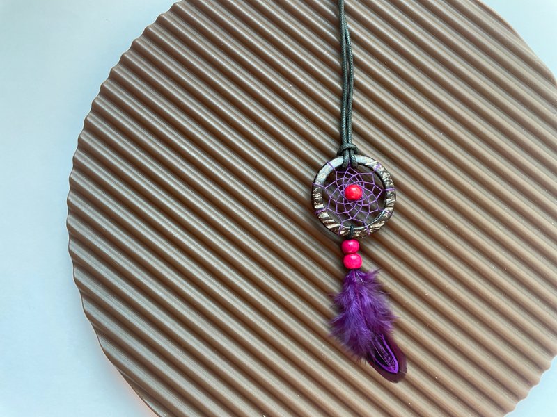 Dream Catcher // Necklace // Wooden // Purple - Necklaces - Other Materials Purple