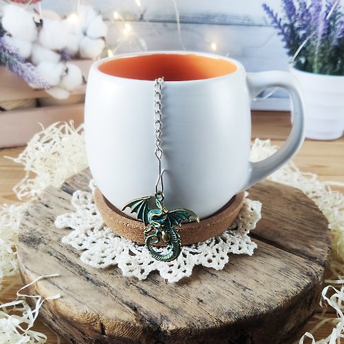 Anastasia Handmade Dragon tea infuser for loose leaf tea, Tea Maker with fantasy creature charm