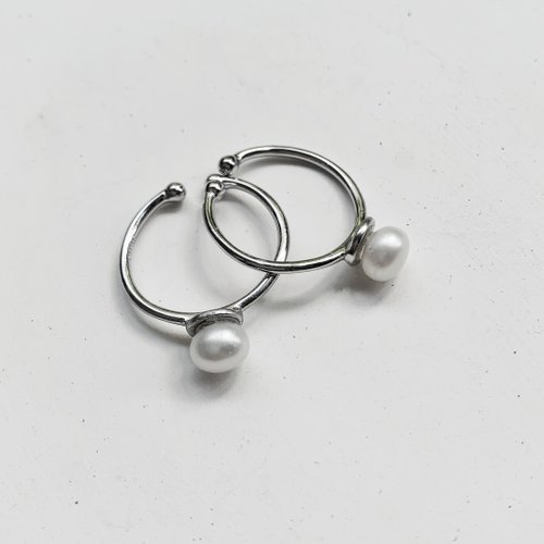 Lux Jewelry 天然石/手作輕珠寶 925銀 簡約珍珠開口戒