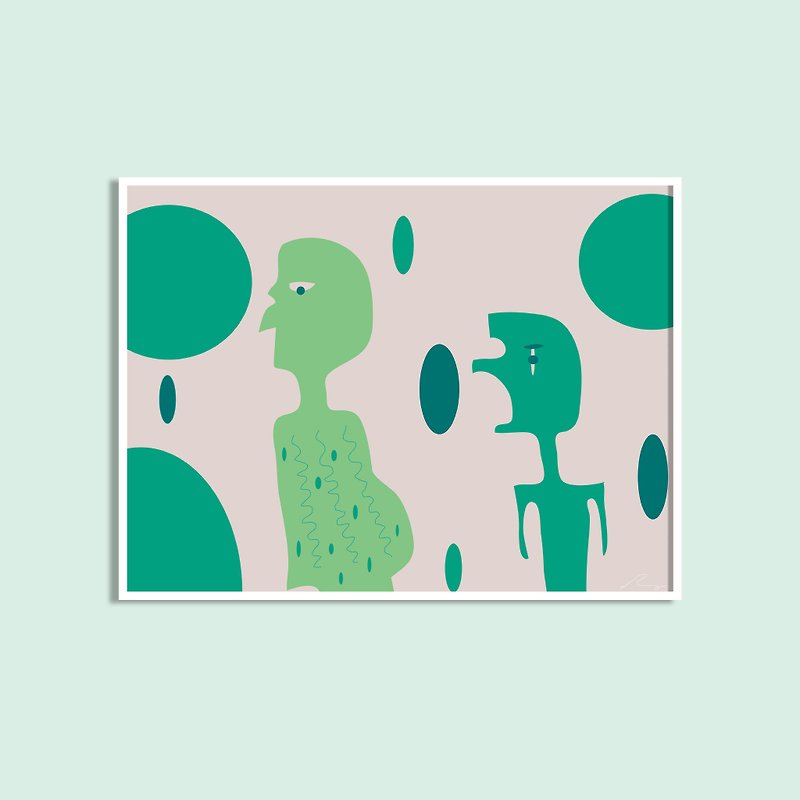 異生物-原創插畫裝飾畫/不含框 - 海報/掛畫/掛布 - 紙 綠色