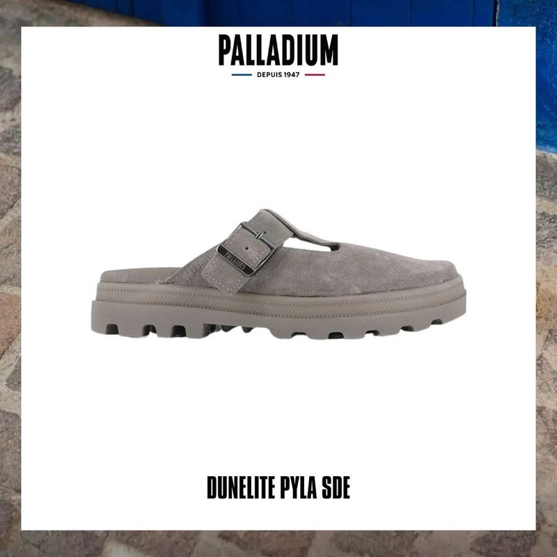 PALLADIUM DUNELITE PYLA SDE 麂皮穆勒拖鞋 男女共款 深灰 74454 - 拖鞋 - 其他材質 