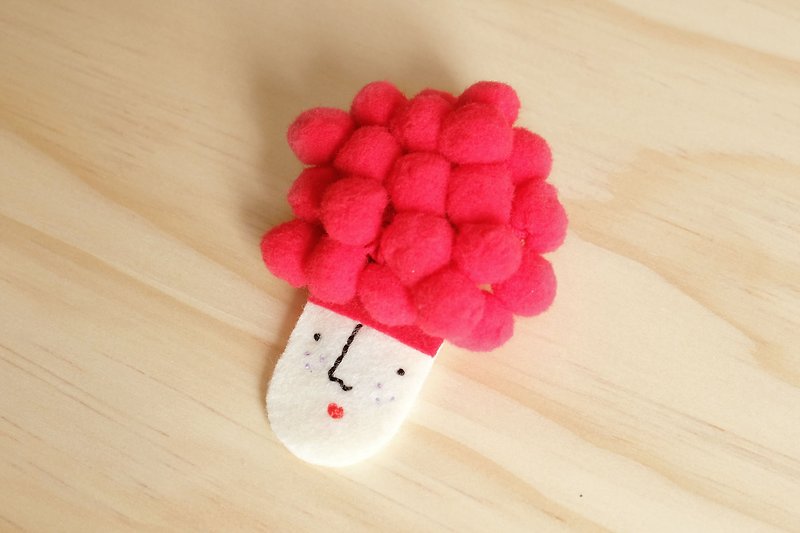 Miss Hairy Collection / Brooch / Red - Brooches - Other Materials Red