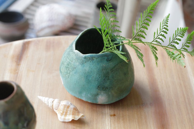 小花瓶18 - 花瓶/花器 - 陶 綠色