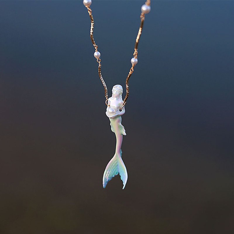 【美人魚】炫彩景德鎮陶瓷長短款項鏈毛衣鏈禮物 - 項鍊 - 瓷 多色