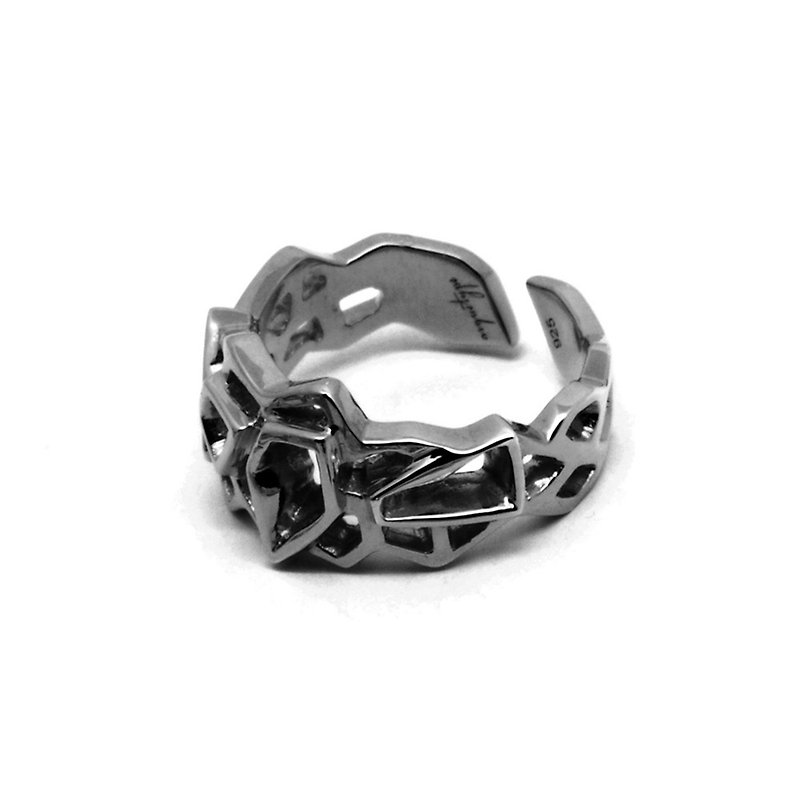 WIREFRAME Ring (S) / Metallic Black (Small) - 戒指 - 其他金屬 黑色