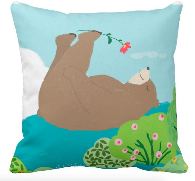 Bear On Back Cushion Cover (Free Postage) - Pillows & Cushions - Cotton & Hemp Multicolor