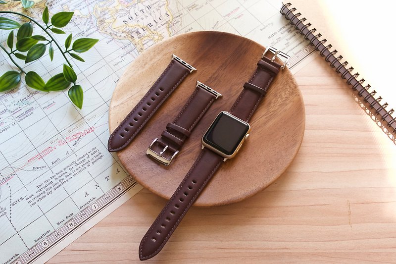 Same-day shipping Apple Watch Italian genuine leather handmade watch straps for all series with free engraving packaging - Watchbands - Genuine Leather Brown