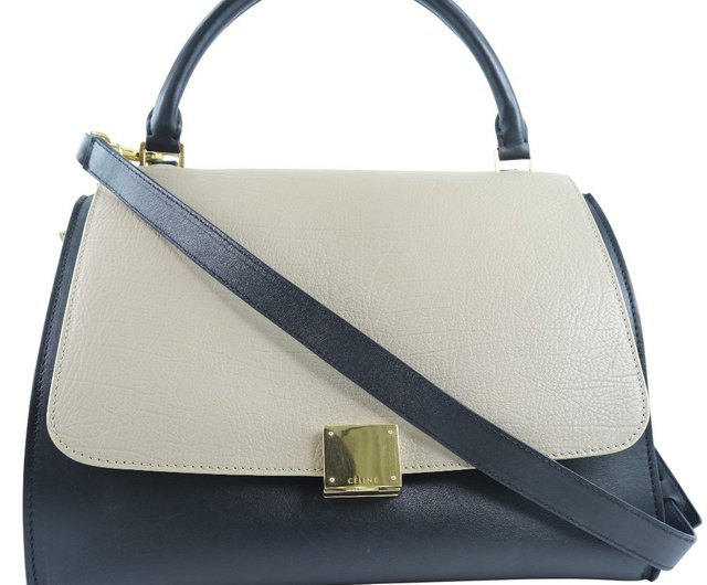 直営店‐CELINE‐ Trapeze ショルダークロスバッグ Celine Trapeze Grey Red Black Leather Small Top Handle