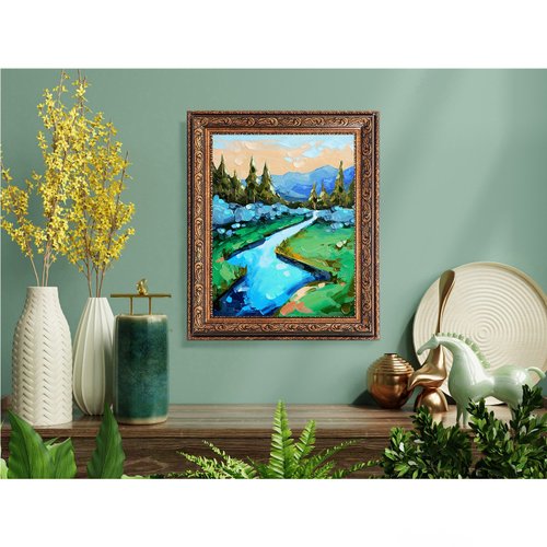 風景画 山 川 オリジナルアート 国立公園 壁画 - ショップ ARTbyAnnaSt