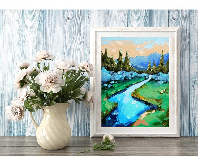 風景画 山 川 オリジナルアート 国立公園 壁画 - ショップ
