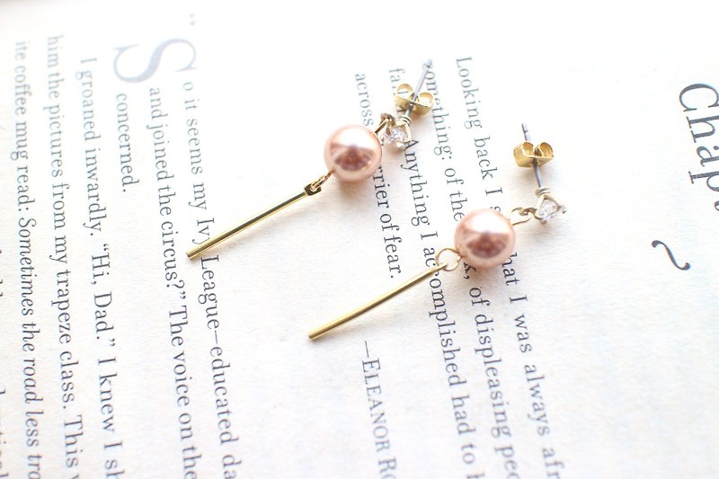 Candy- Pearl brass handmade earrings - Earrings & Clip-ons - Copper & Brass Multicolor