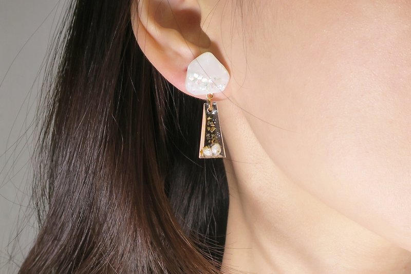 OUD Original-Handmade-Geometric-Natural Pearl Hypoallergenic Drop Earring - Earrings & Clip-ons - Pearl White