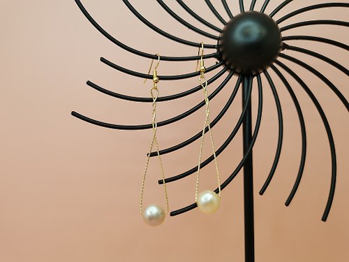 Athena珍珠設計 簡約 天然淡水巴洛克珍珠耳環 手作