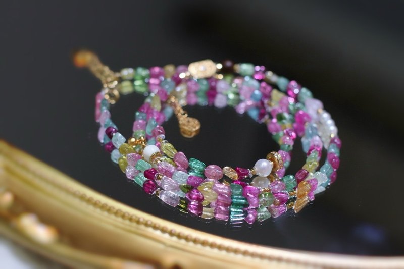 天然碧璽項鏈手鏈兩用款搭配沉香珍珠猛獁象牙 聖誕禮物生日禮物 - 項鍊 - 水晶 