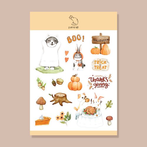 Purrcraft Sticker - Autumn theme for Year of The Rabbit 2023,A5 and waterproof