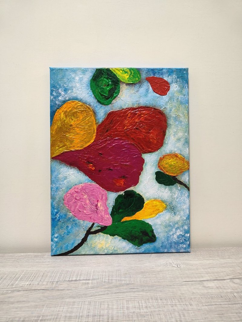 【秋日紅葉】欖仁樹無框畫/掛畫/壓克力畫/原畫/入厝/聖誕禮物 - 擺飾/家飾品 - 棉．麻 