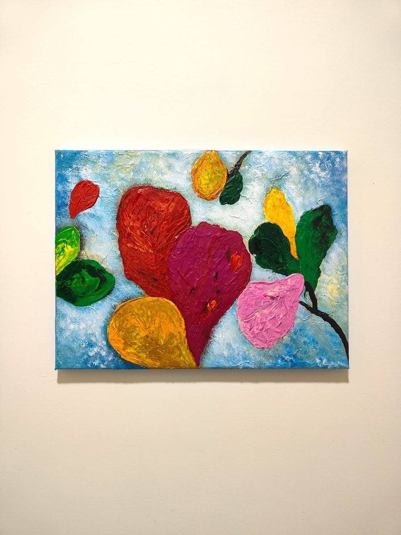 【Autumn Red Leaves】Indian Almond Tree Frameless Painting / Wall Art / Acrylic Painting / Original Art / Housewarming Gift / Christmas Gift - Items for Display - Cotton & Hemp 