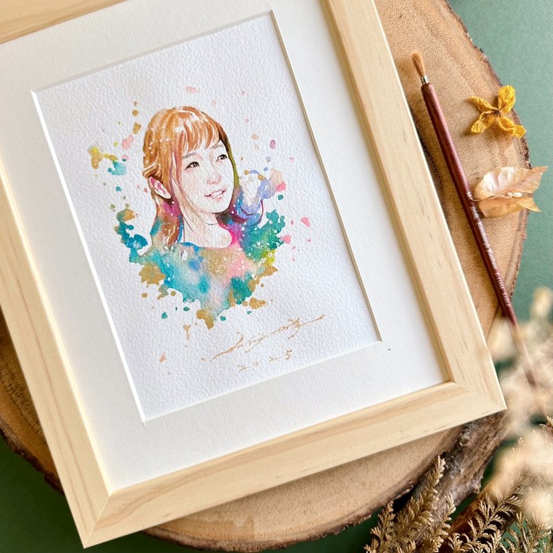 純手工清新水彩| 似顏繪 客製畫像 手繪人像畫 生日禮物 情人禮物 - 似顏繪/客製畫 - 紙 粉紅色