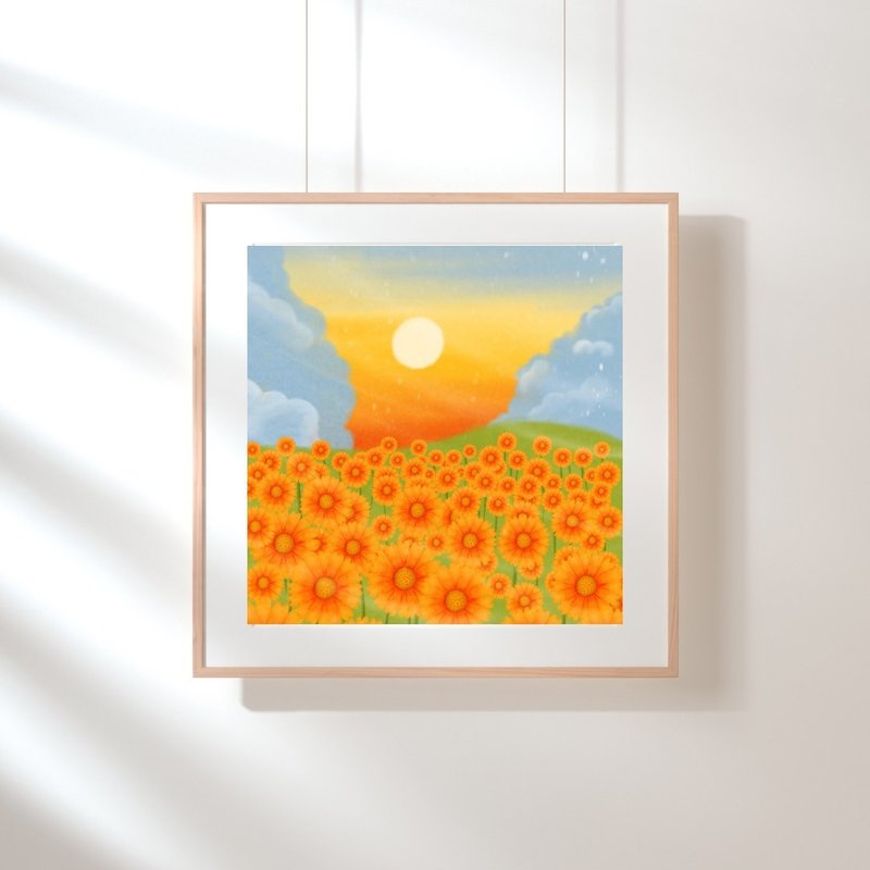 Natural landscape, sunflower field, digital download - 電子似顏繪/繪畫/插畫 - 其他材質 