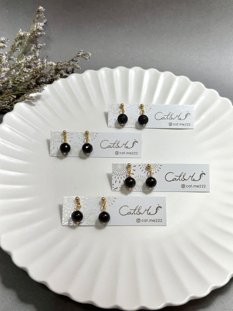 Dynamic Stones Series Earrings Mix and Match / Black Tones - ต่างหู - ทองแดงทองเหลือง สีดำ