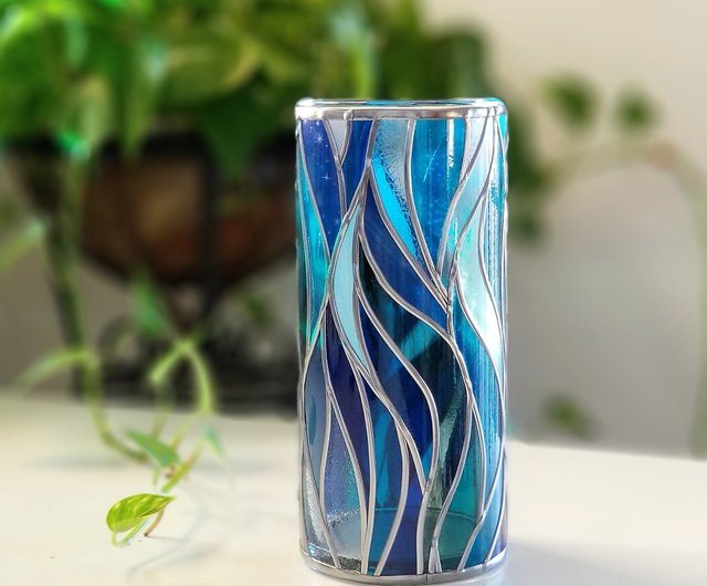 山野宏？ ガラス 花瓶 銀彩？ 蓮の花 山野宏？ ガラス 花瓶 銀彩？ 蓮の花