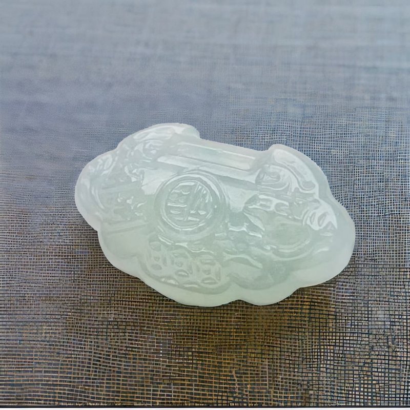 Ice jade ancient coin Ruyi Necklace | Natural Burmese jade jade A goods | Gift giving - Necklaces - Jade Green