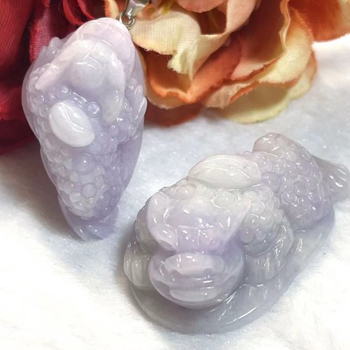 多寶晶石 多寶晶石/天然翡翠A貨三腳蟾/紫蟾蜍/招財金蟾/蟾蜍吊墜/附證書