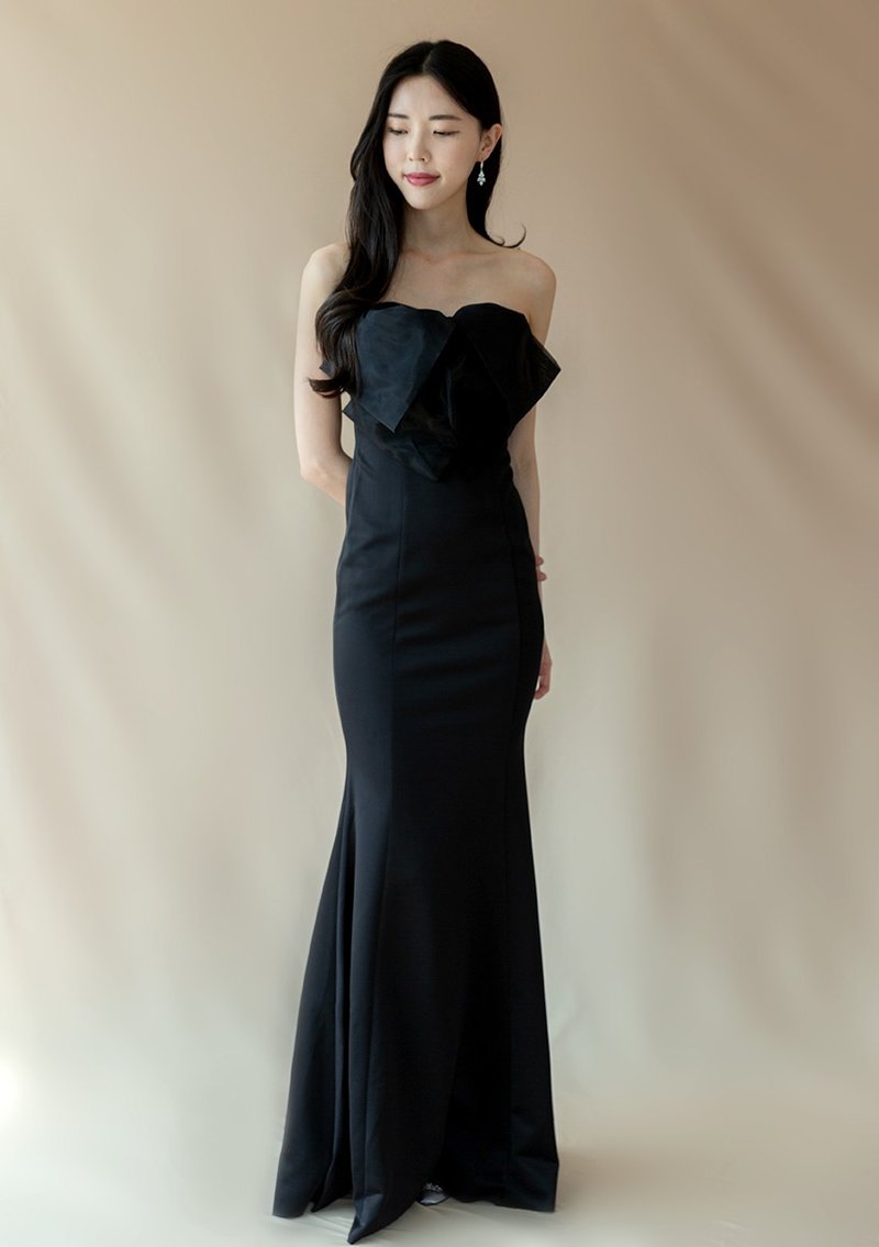 Ribbon Bow Top Dress - Evening Dresses & Gowns - Polyester Black