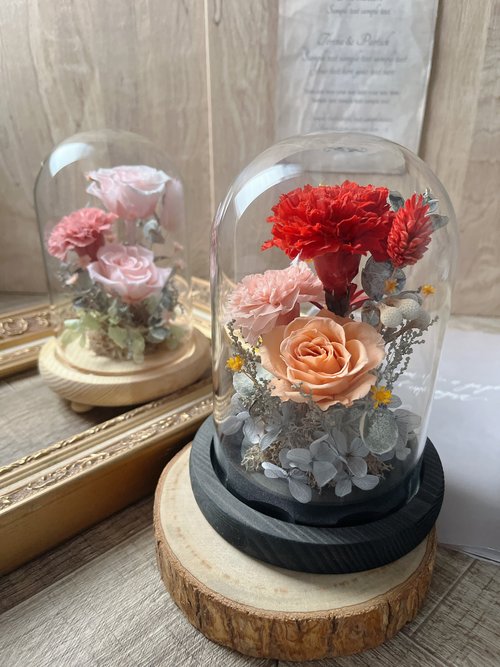 J.H. Floral Design 花藝工作室 【送禮精選】永生花盅/母親節禮物/玻璃罩盅/乾燥玫瑰/早鳥優惠