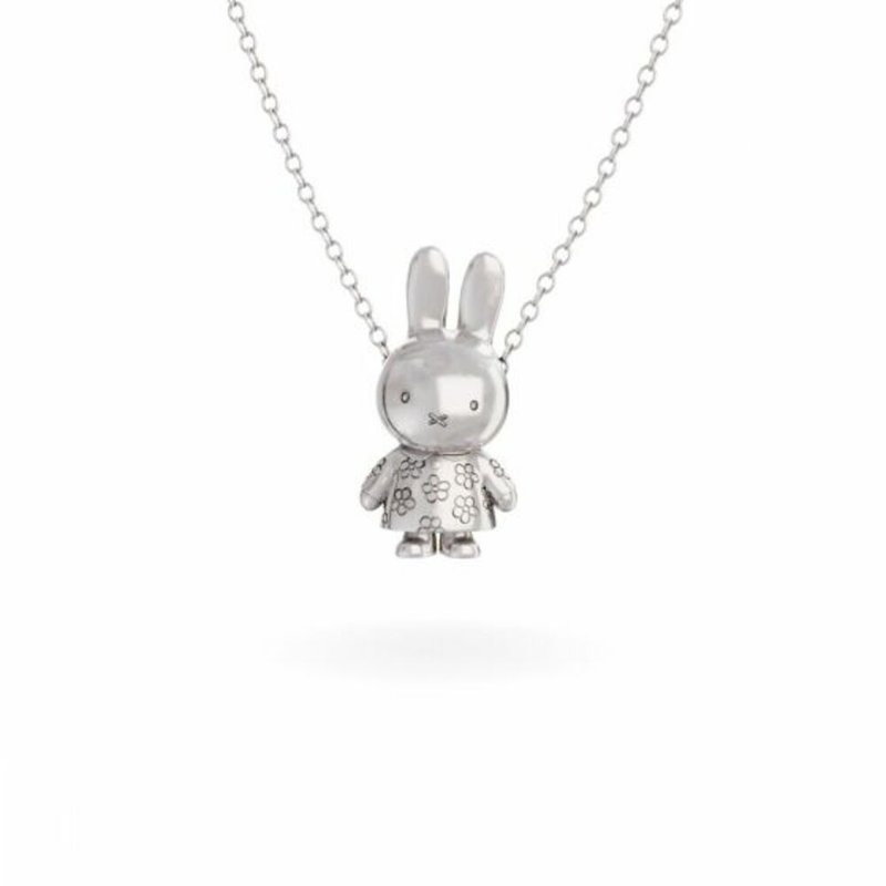 Miffy Necklace 米飛兒全身站立花花迷你吊飾銀項錬 - 項鍊 - 純銀 銀色