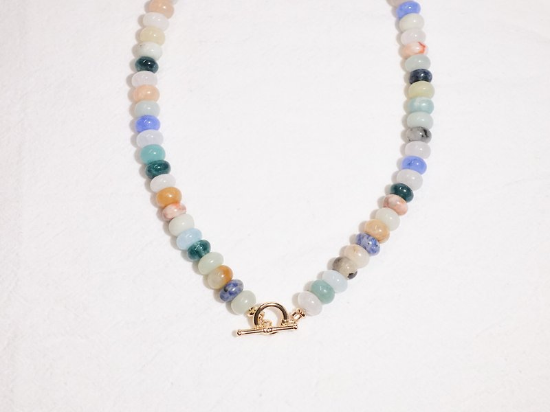 [Summer Limited] Juno Colored Crystal Necklace Gift/Special/OT Buckle/14K Gold - สร้อยคอ - คริสตัล หลากหลายสี