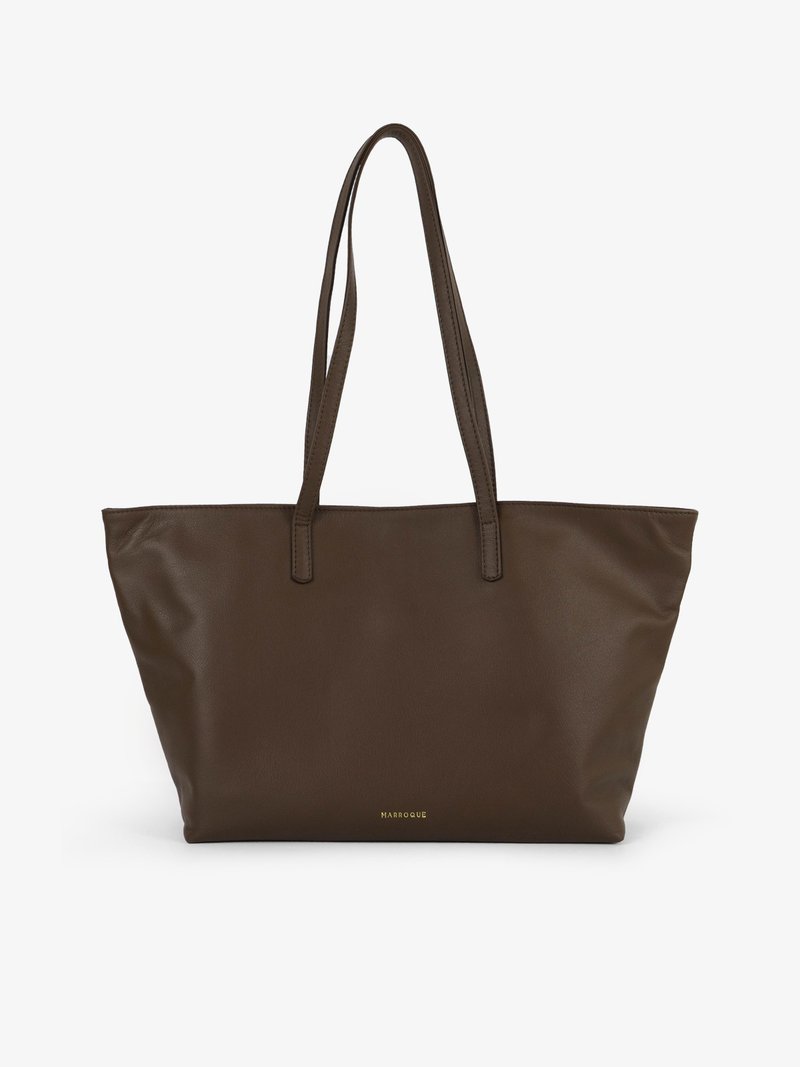Jenna inside out leather and canvas tote bag, Mocha. - 手提包/手提袋 - 真皮 咖啡色
