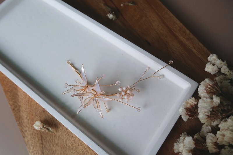 俏皮精靈-手工水晶花樹脂飾品 新娘頭飾/伴娘配飾 - 髮夾/髮圈 - 樹脂 白色