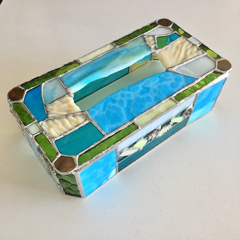 ティッシュボックスケース Great nature ガラス Bay View - 面紙盒 - 玻璃 藍色