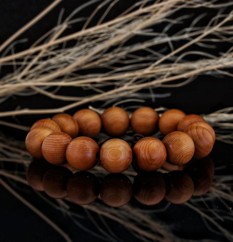 Wood Beads 14 15mm bracelet - สร้อยข้อมือ - ไม้ 