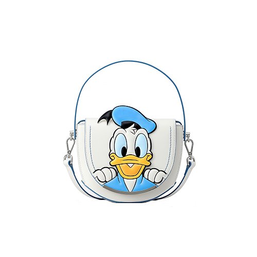 FION Donald Duck 白色皮革馬鞍袋