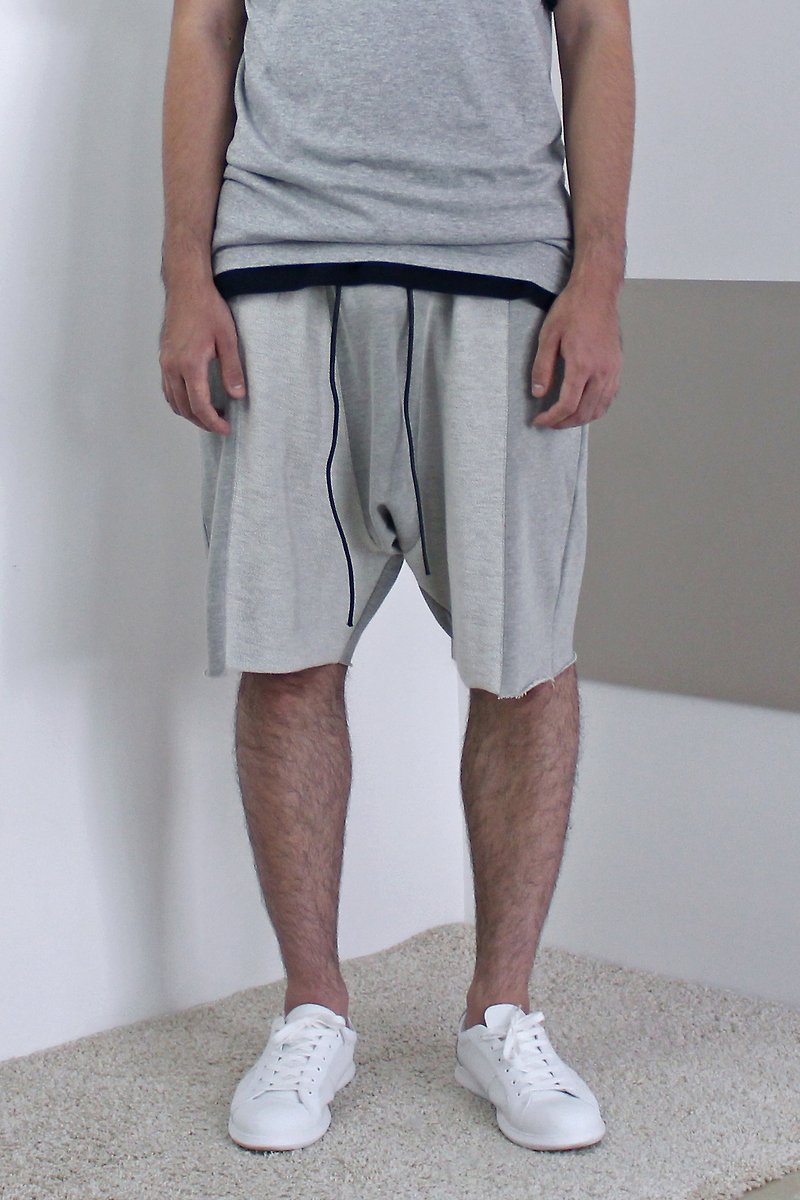 Terry Knit Shorts - กางเกงขายาว - ผ้าฝ้าย/ผ้าลินิน สีเทา