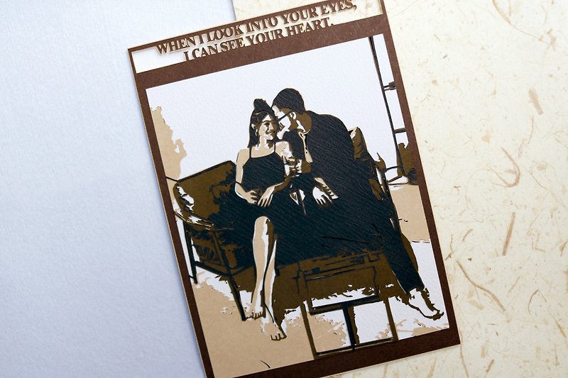 アースカラー 似顔絵 紙彫りカード オーダーメイドギフト (誕生日/結婚/カップル) - カード・はがき - 紙 