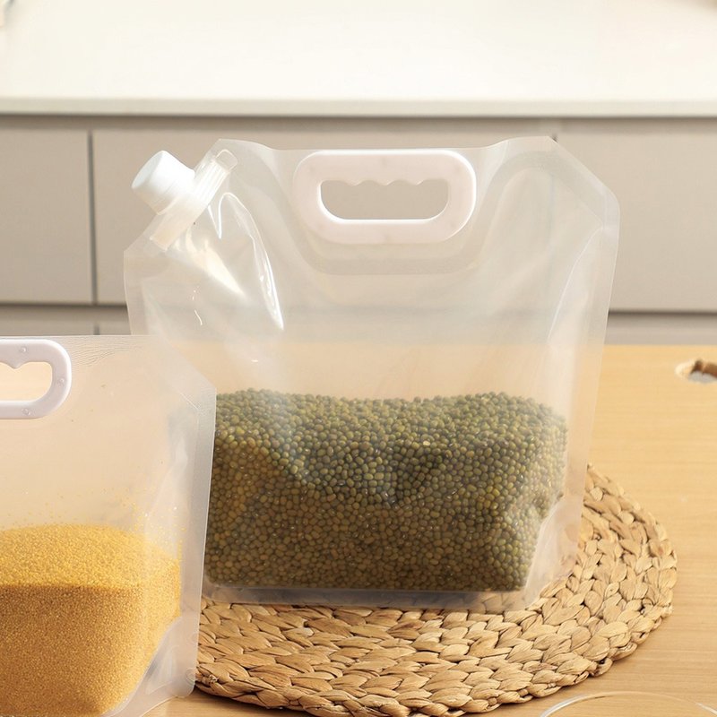 日本霜山 手提可立式五穀雜糧密封袋(附漏斗)-2.5L-3入 - 便當盒/食物袋 - 塑膠 透明