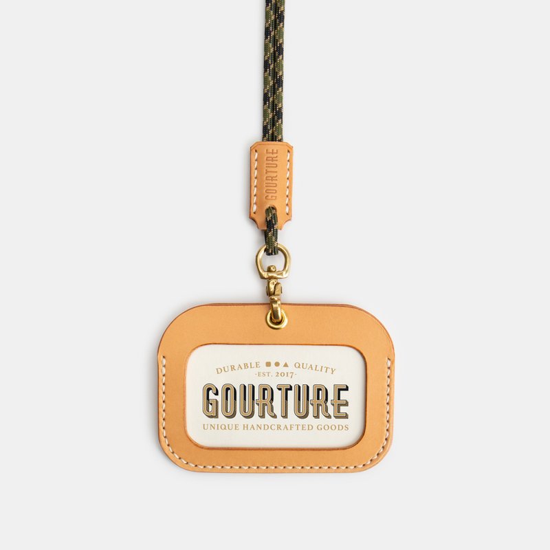 GOURTURE - Horizontal ID holder/ID card holder/Yoyou card holder [natural color] - ที่ใส่บัตรคล้องคอ - หนังแท้ สีกากี