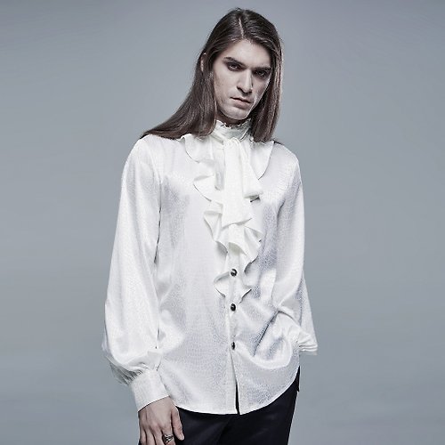 PUNK RAVE 哥德吸血鬼伯爵領帶襯衫 - 多色 / 僅有白色 / 附領帶 / 寬鬆版型