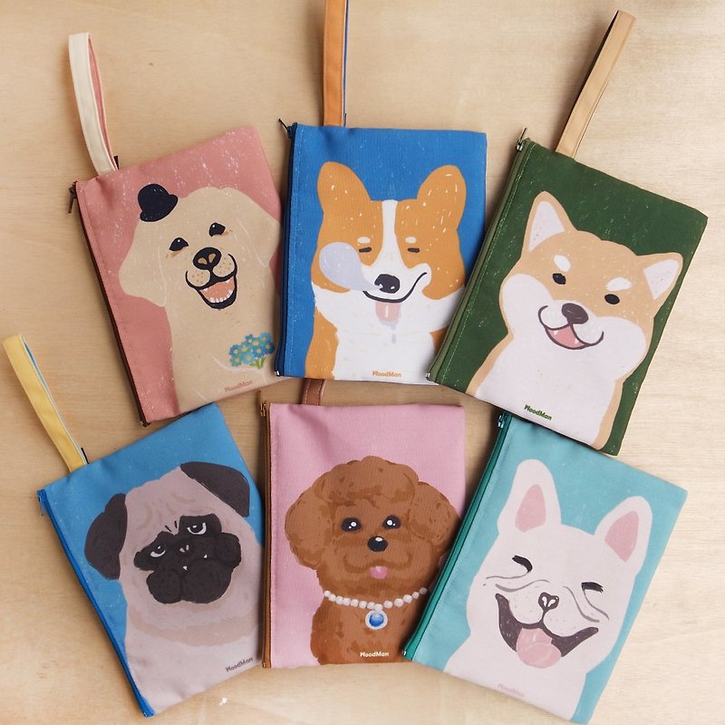 Dogs canvas clutch bag (six pattern) - Clutch Bags - Cotton & Hemp Multicolor