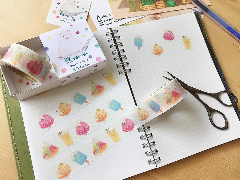Bear snow cone -  paper tape - Washi Tape - Paper Multicolor