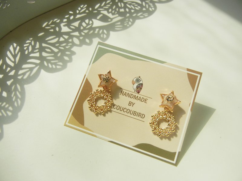 *coucoubird*shiny star wreath earrings - Earrings & Clip-ons - 24K Gold Gold