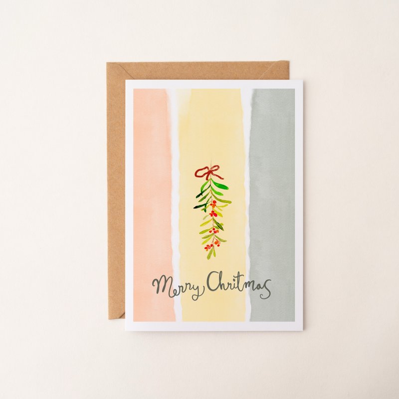 Watercolor hand-painted botanical Christmas card, handwritten message, all-occasion card, birthday card, thank you card, greeting card, small card - Cards & Postcards - Paper Multicolor