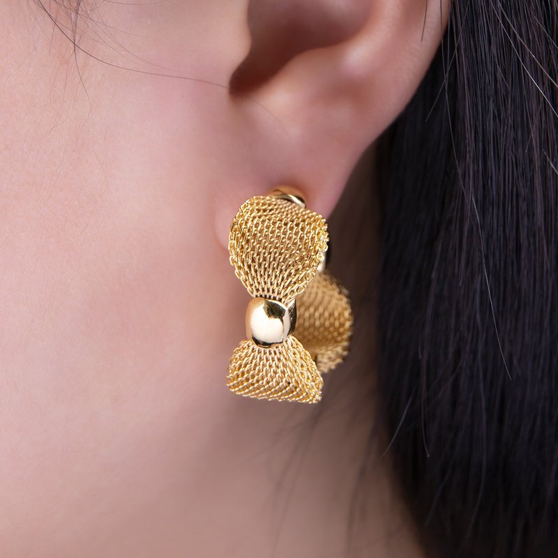 【品牌設計款最佳禮物】歐式復古 金屬漸變 圈型耳環 - 耳環/耳夾/耳骨夾 - 其他金屬 金色