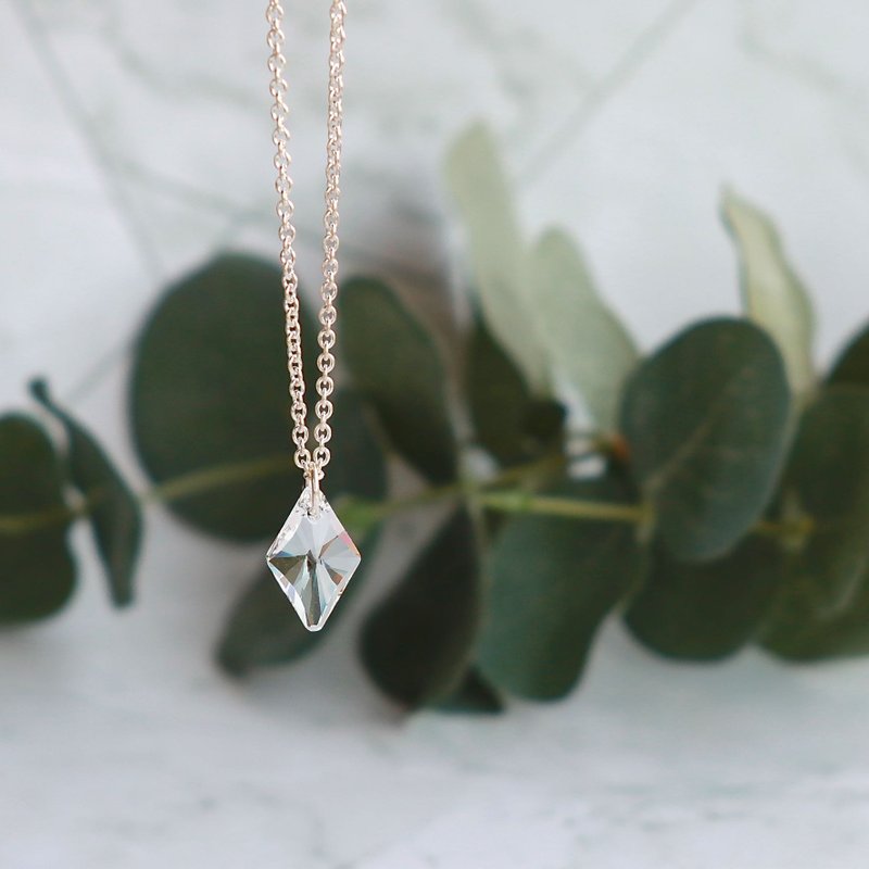 オーストリア菱形ペンダント クリスタル ネックレス ギフトのカスタマイズ - ネックレス - 宝石 ホワイト