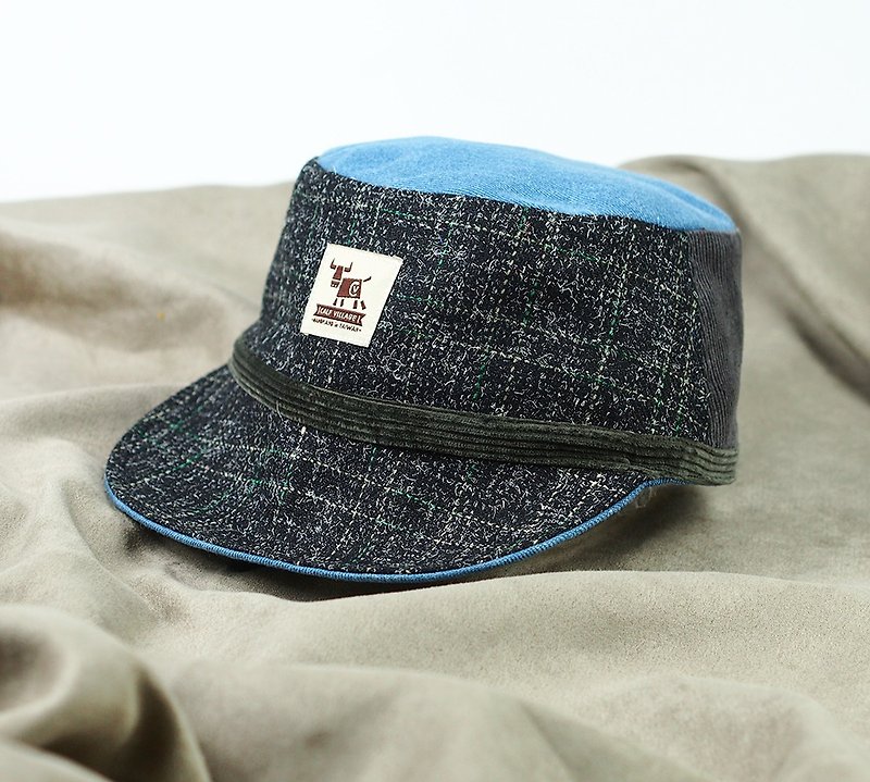 Handmade double-sided Cap - หมวก - ผ้าฝ้าย/ผ้าลินิน สีดำ