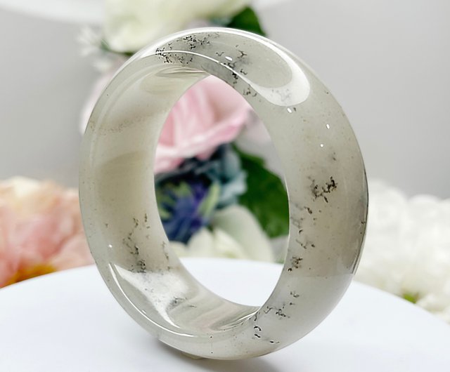 NO.54 趣のある水墨草花ワイドタイヤバングル 金砂入り 56 MM サイズ